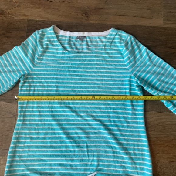 T by Talbots Aqua Striped Long Sleeve size L - Picture 3 of 7